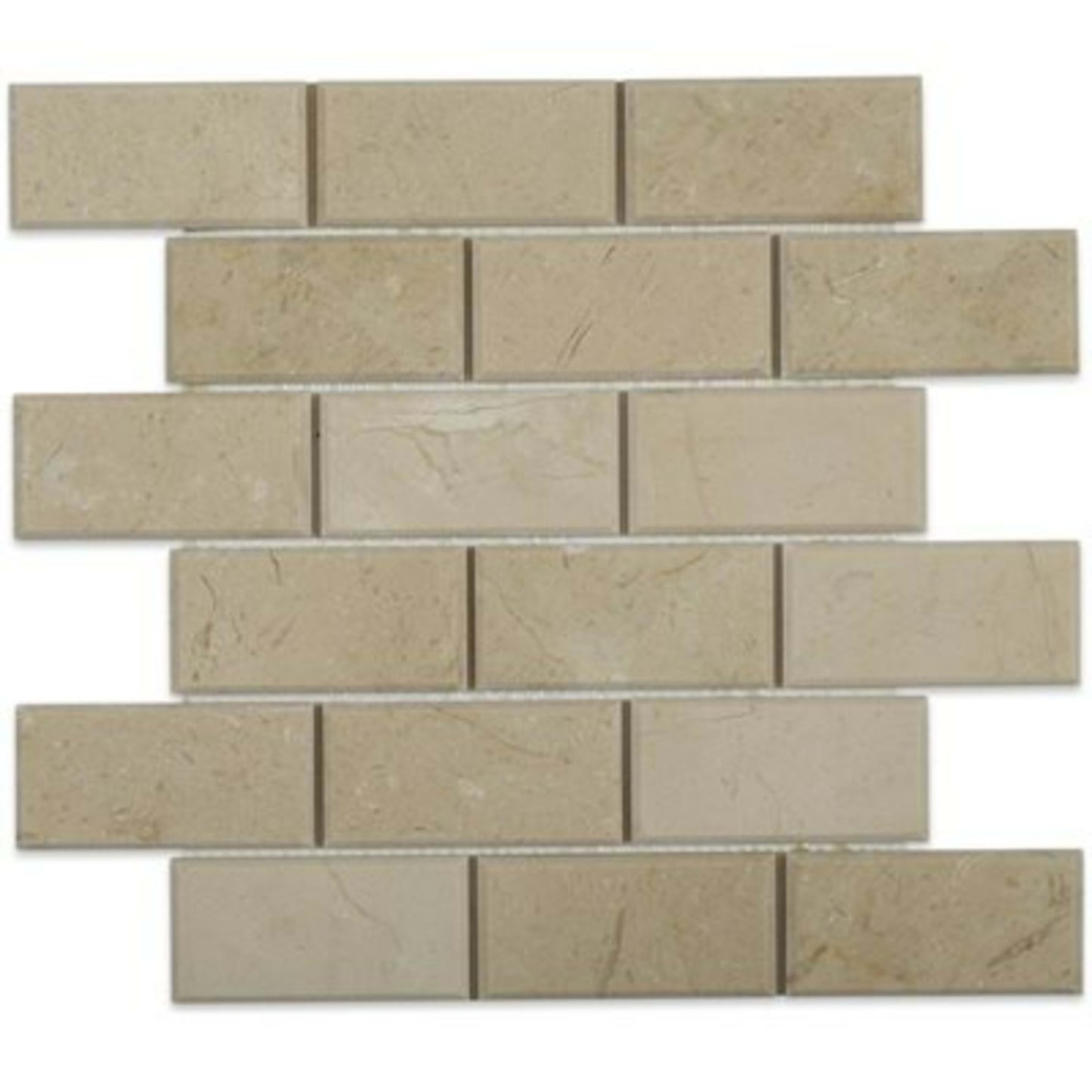 Crema Marfil in Crema Marfil 2x4 Beveled Brick Natural Stone