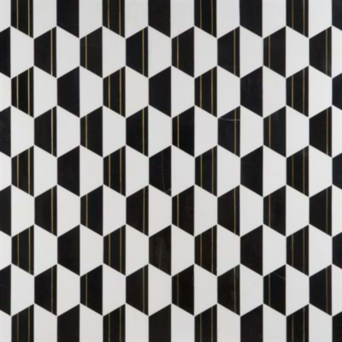Causeway in White Thassos Black Jade Brass Natural Stone