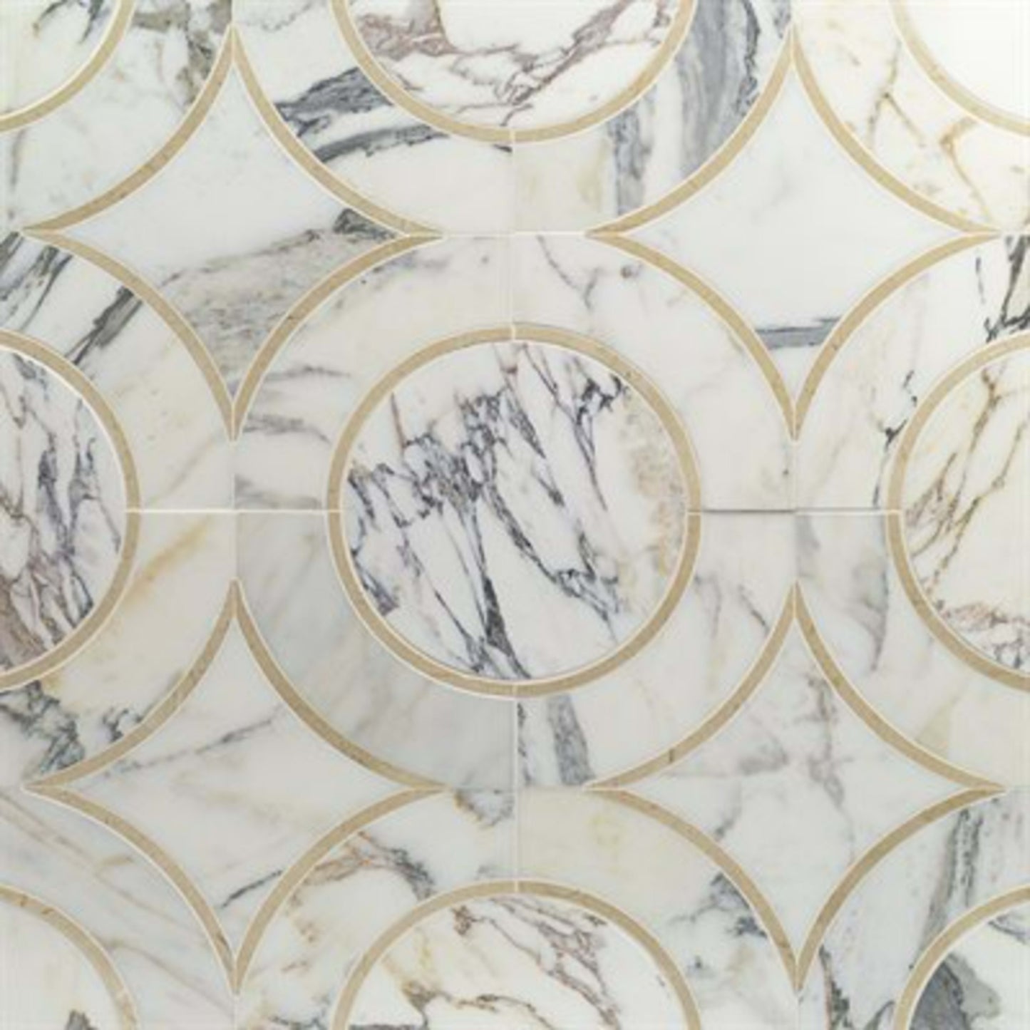 MJ Star in Calacutta With Crema Marfil Line Calacutta Circle Natural Stone
