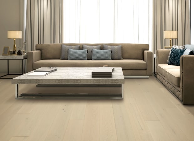 Coral Shores in Tidal Oak Hardwood
