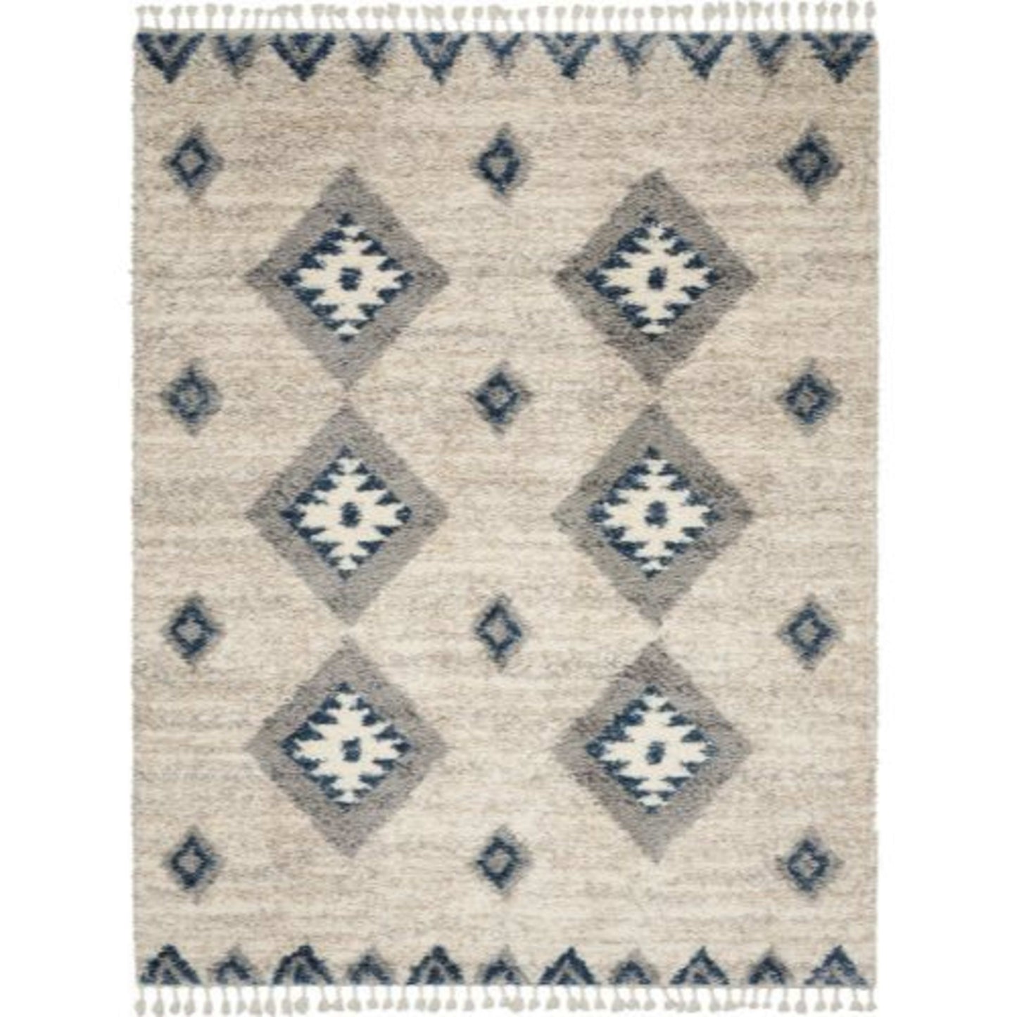 Oslo Shag OSL03 in Ivory/Blue Area Rugs