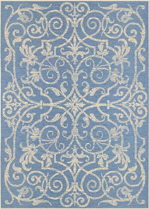 Monaco - Summer Quay - Ivory/Sapphire in Ivory/Sapphire Area Rugs