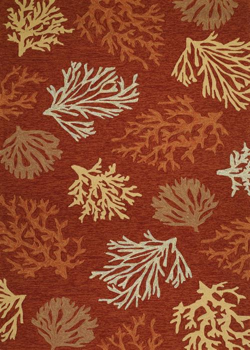 Outdoor Escape - Sea Reef - Terra Cotta in Terra Cotta Area Rugs