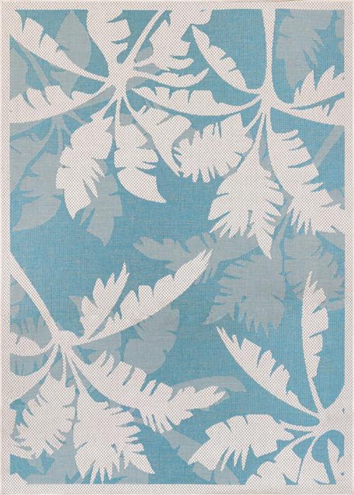 Monaco - Coastal Flora - Ivory/Turquoise in Ivory/Turquoise Area Rugs