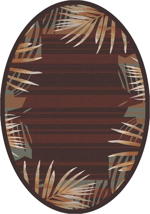 Palm Rug-00181 Dark Chocolate-Oval