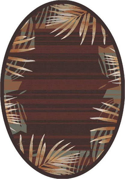 Palm Rug-00181 Dark Chocolate-Oval