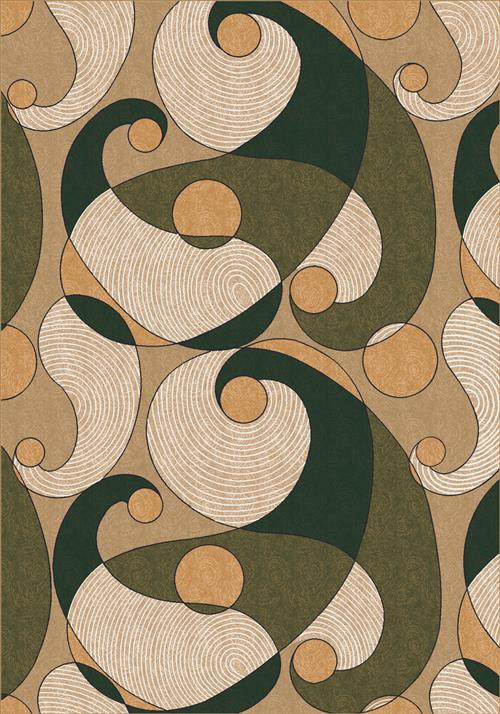 Mirin-00077 Deep Olive-Oval Flooring by Milliken