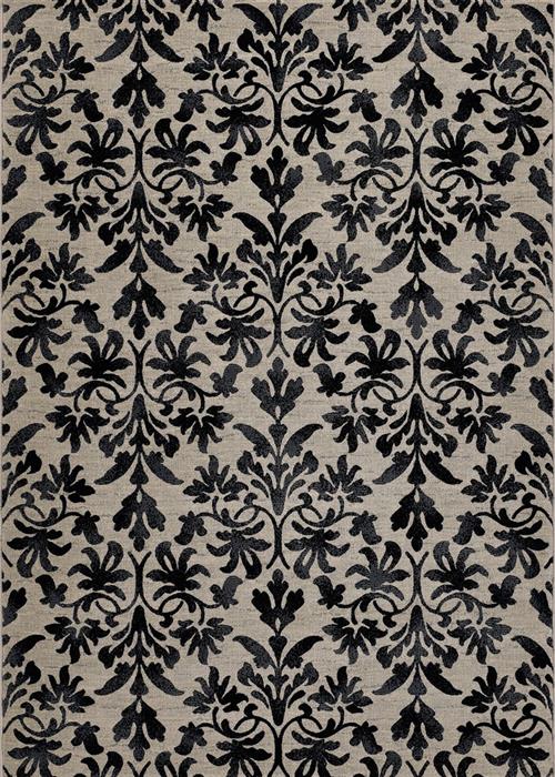Everest - Retro Damask - Grey/Black Flooring by Couristan