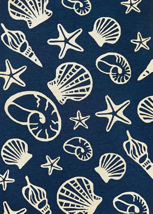 Outdoor Escape - Cardita Shells - Navy/Ivory in Navy/Ivory Area Rugs