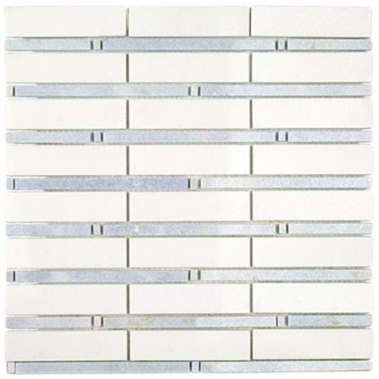 Bardiglio in Bamboo Pattern White Thassos  Blue Celeste Line Natural Stone