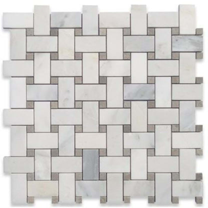 Basket Weave in Trenza White Carrara  Black Dot