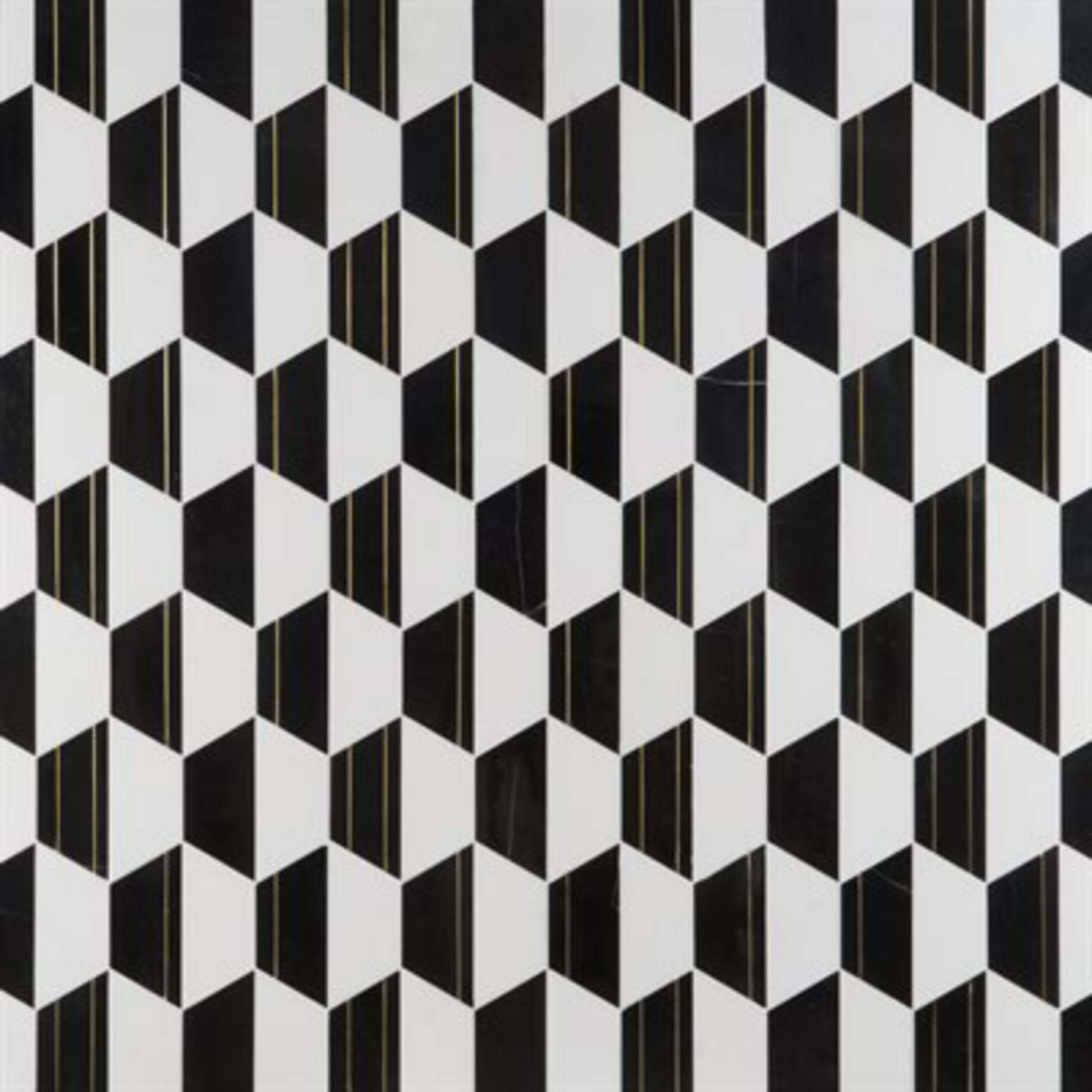 Causeway in White Thassos Black Jade  Brass Natural Stone