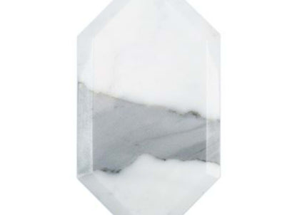 Elongated Beveled Hexagon in Hexagon Calacatta