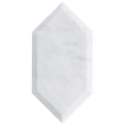 Elongated Beveled Hexagon in Hexagon Calacatta