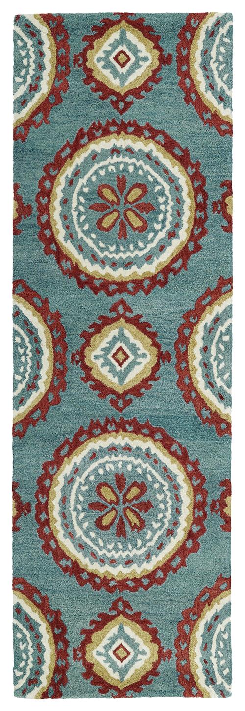 Global Inspirations Collection-GLB09-91-Teal in Teal Area Rugs