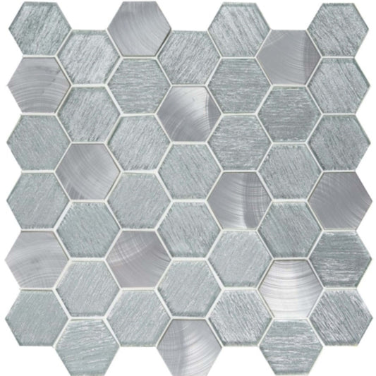 Glitz in Fame Hexagon 12" X 12" Mosaic Mesh Tile
