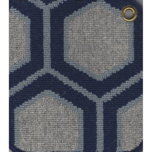 Wiltonian Collection - Large Hexagon in Hexagon Grey Blues   Carpet