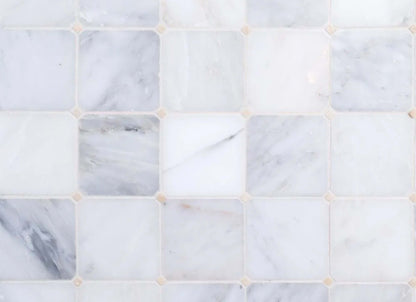 Octagon Dot Mosaic in Classic Statuario - White Dot