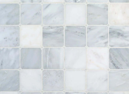 Octagon Dot Mosaic in Classic Statuario - White Dot