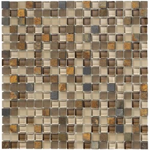Crystal Stone II in Terracotta Mosaic Square - 12x12 Tile