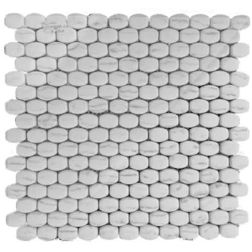 Revival in Carrara Barrel Glass Tile