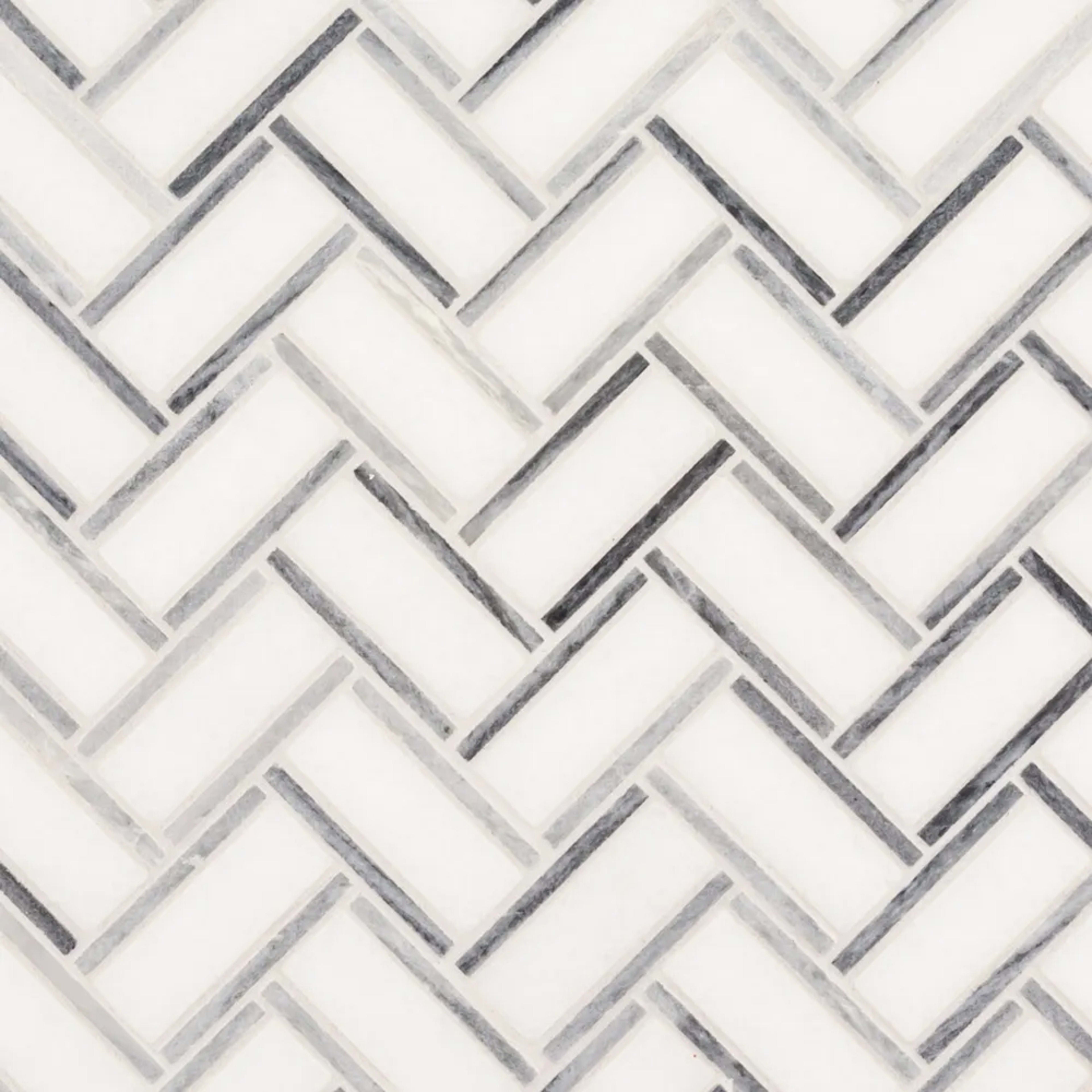 Verdigris Mosaic in White Natural Stone
