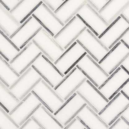 Verdigris Mosaic in White Natural Stone