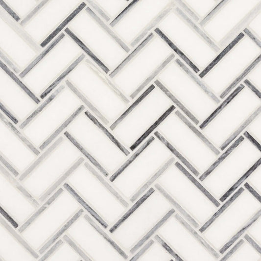 Verdigris Mosaic in White Natural Stone
