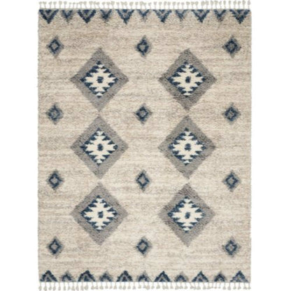 Oslo Shag OSL03 in Ivory/Blue Area Rugs
