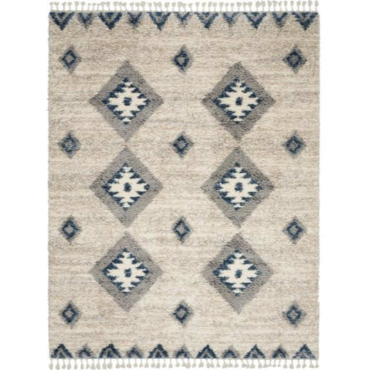 Oslo Shag OSL03 in Ivory/Blue Area Rugs